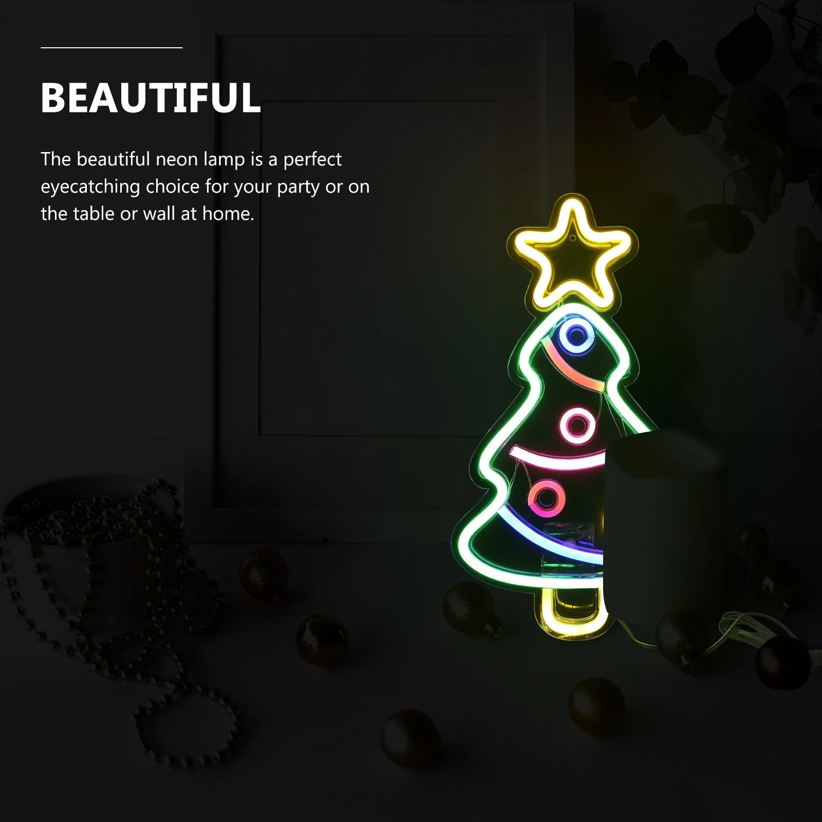 Néon arbre de noël lumière LED décoration parure de noël doux sain éclairage chambre salon étude bureau utilisation