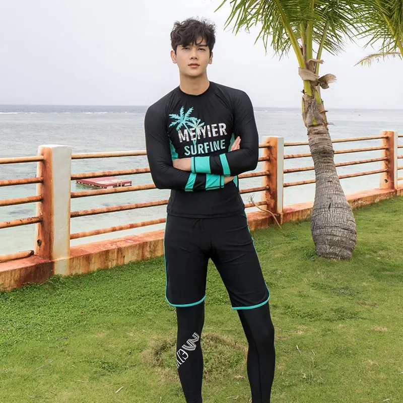 2024 Korean New Long Sleeve Rash Guard Swimwear For Couples Matching Men And Women Surf Swimsuit 3 Pieces Rashguard Swim Cloth