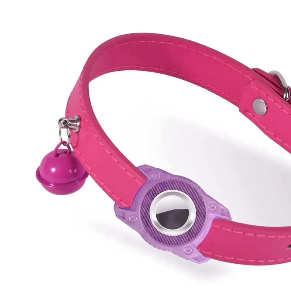 Faux Leather Pet Collar Comfortable Pet Tracking Device Protective Collar Practical Pet Cat Locator Case Collar