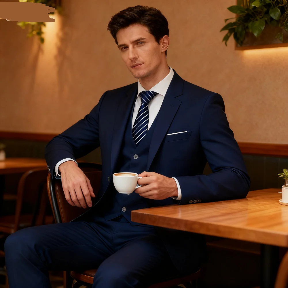 

Men's Business Casual Suit for Weddings, Genuine Blazer, Vest and Pants, Big & Tall,Slim Fit Waistcoat, Dress Trousers, US Size