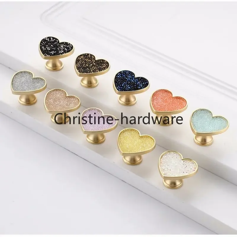 Heart Diamonds Cabinet Handles Zinc Alloy Lucky Clover Furniture Handles Drawer Knob Kitchen Wardrobes Dresser Knob