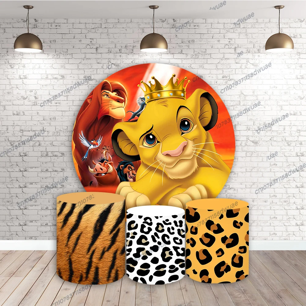 

The Lion King Birthday Party Photo Backdrop Round&Cylinder Cover Photo Background Baby Shower Photography Backdrop