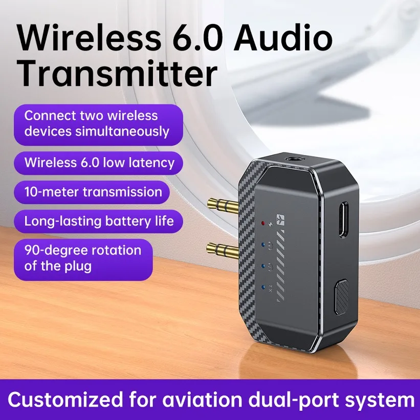 transmissor-de-audio-sem-fio-gt36-bt-60-para-aviao-dual-35mm-90-°-adaptador-plug-dual-link-led-180mah-tipo-c-para-tv-switch-e-academia