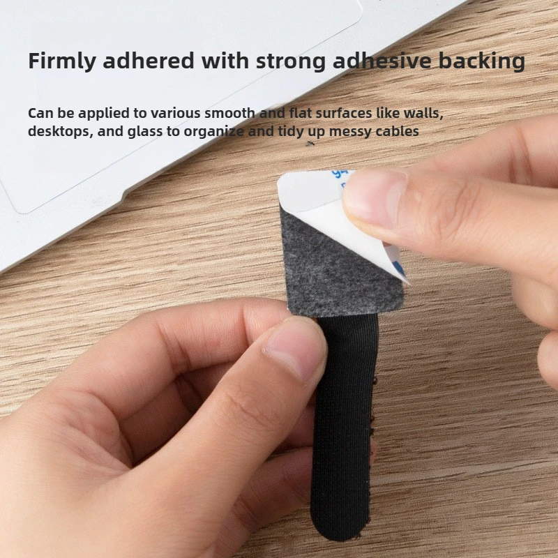 شريط منظم سحري مع لاصق - شرائط إدارة الأسلاك لشحن الكابلات وتنظيم كابل البيانات لأساسيات المكتب