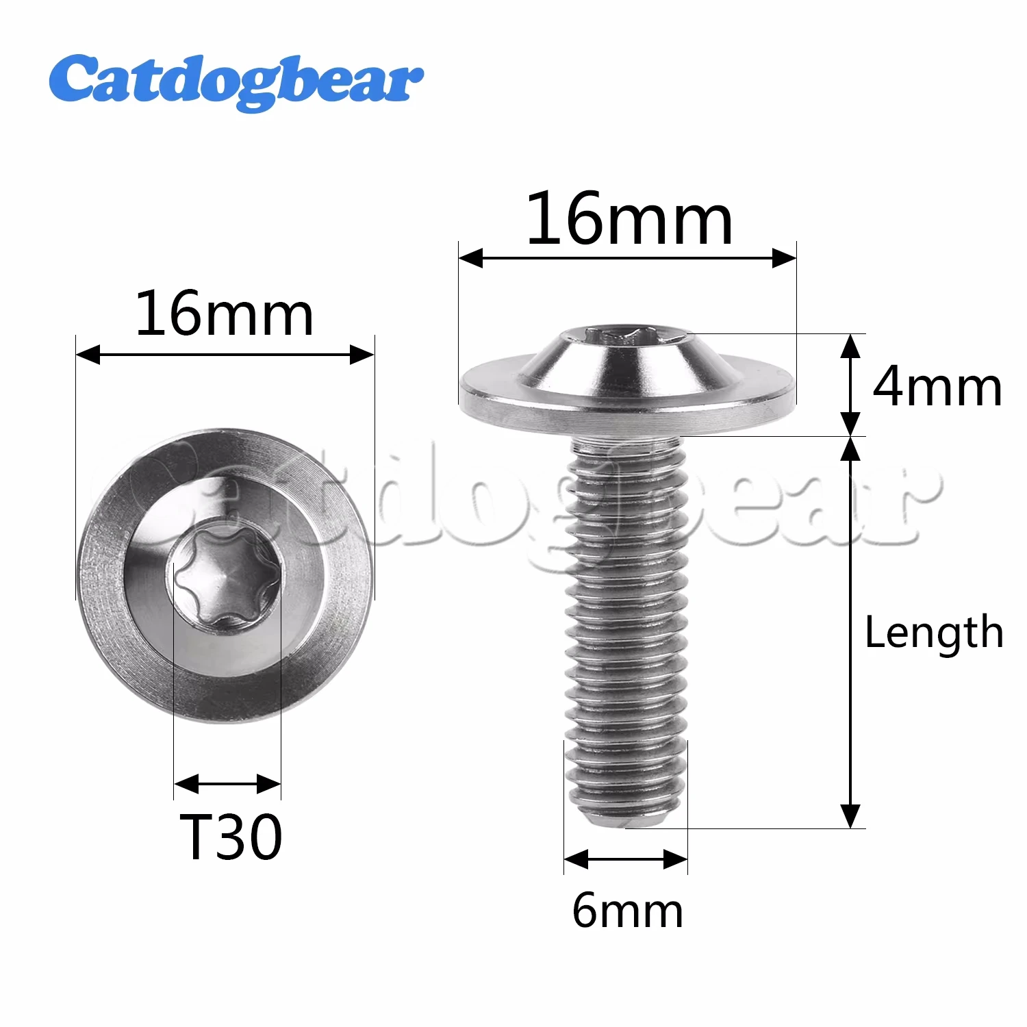 Catdogbear 4PCS Titanium Bolts M6X10 15 20mm T30 Torx Head Screws For Ride Brake Level Bar Bike Screw Fasteners