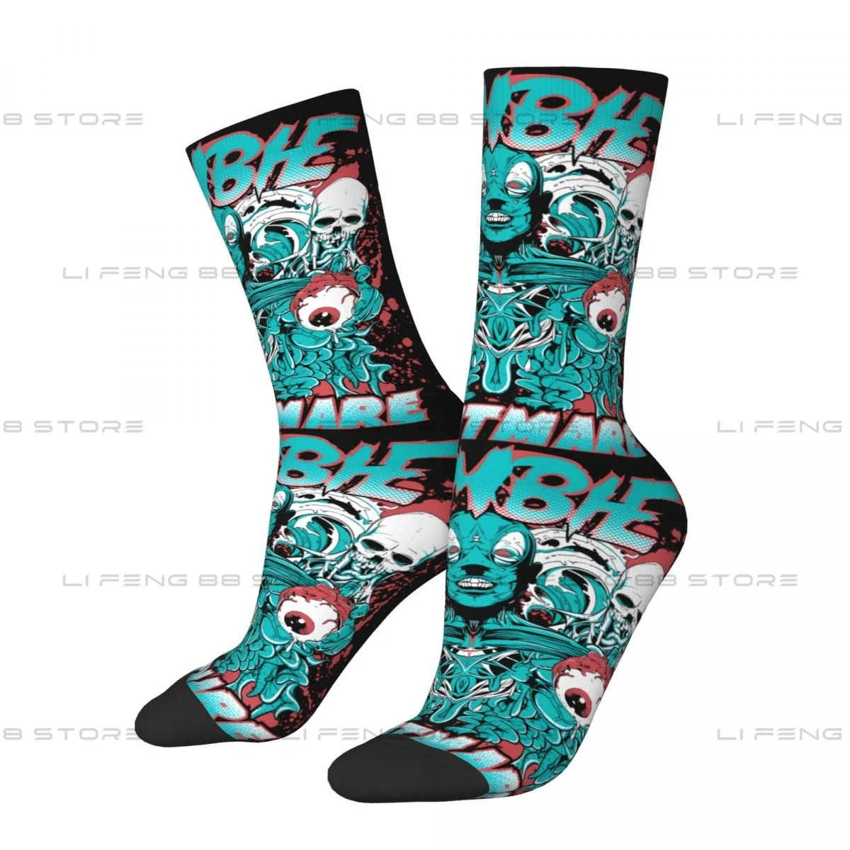 Zombie Holding Fallen Eyes Worm Men Women Socks Cycling Novelty Spring Summer Autumn Winter Stockings Gift