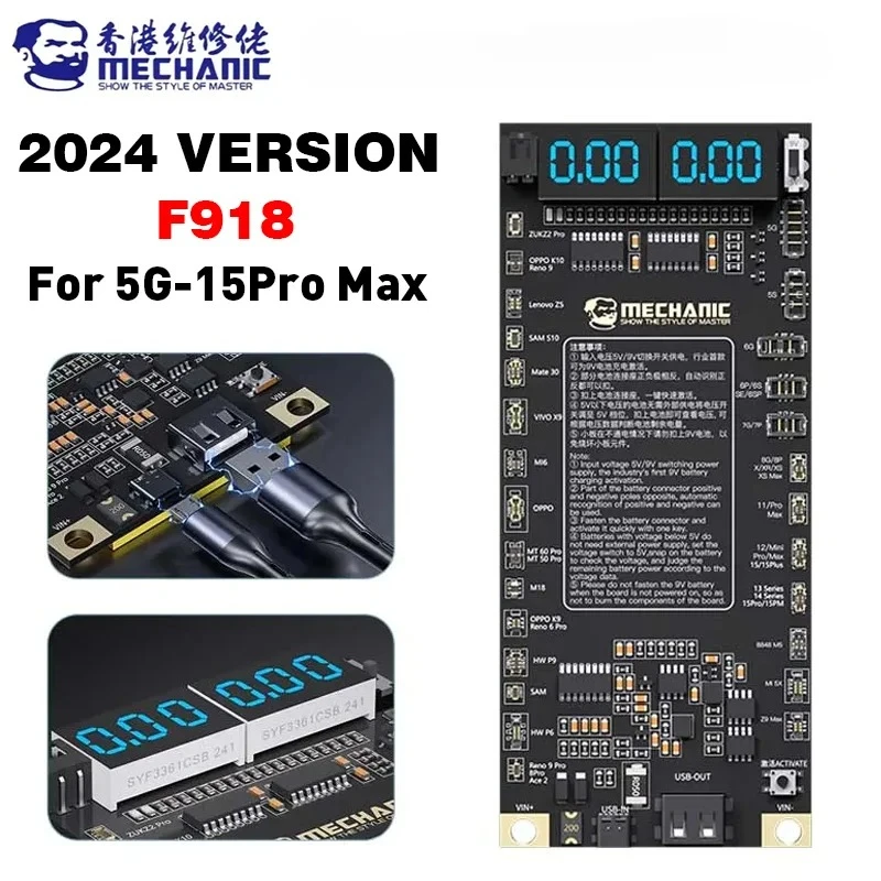 

Плата обнаружения активации аккумулятора MECHANIC F918 для IP 5-15ProMax HW Mate 60, тестер зарядки с автоматической идентификацией