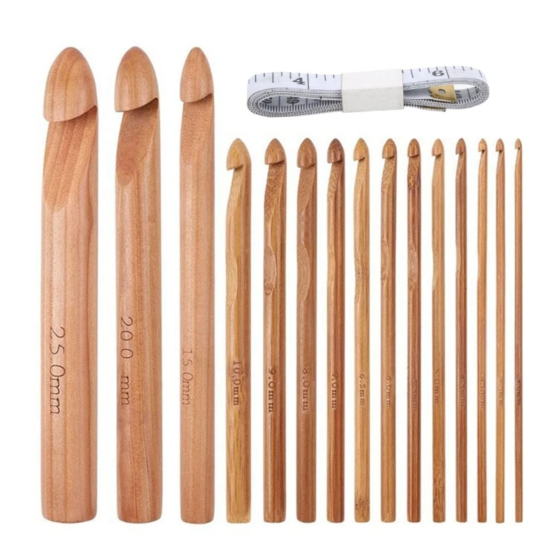Uncinetti ergonomici in legno con impugnatura per pollice per strisce tessuto filato super grosso