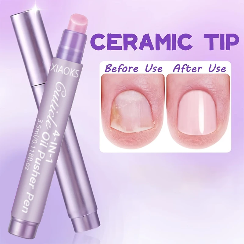 Xiaoks 4-in-1 Nail Edge Oil Repair Pen — Essence Specially Formulated for Damaged and Yellowed Nails, Containing Tea Tree Oil and Honey for Soothing Nail Care, Removes Dead Skin, Strengthens Fragile Nails, Nourishing Liquid for Repairing Damaged Nails, Moisturizing, Polishing, Enhancing Shine, Restoring Natural Nail Texture, Portable and Easy to Use, Moisturizes and Nourishes, Gently Shapes the Cuticle Layer and Refines the Nail Surface