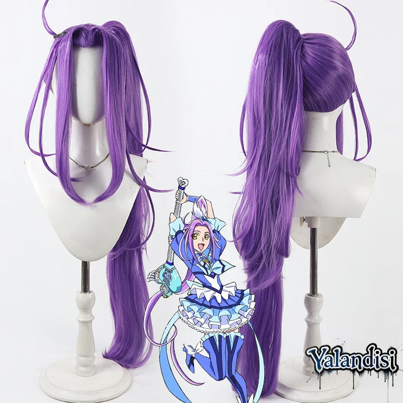 Yalandisi& Futari Wa Pretty Cure Cure Beat 100cm Cos Cosplay Wig Halloween Carnival Party Props Synthetic Hair Heat+Wig Cap