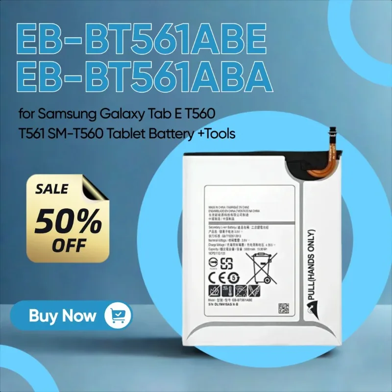 

New 5000mAh Tablet EB-BT561ABE EB-BT561ABA Battery for Samsung Galaxy Tab E T560 T561 SM-T560 Tablet Battery +Tools