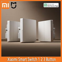 2025 Xiaomi Mijia Smart Wall Switch Single Double Triple Key Dual Control Live&Neutral Line Work for Smart Light Mi home App