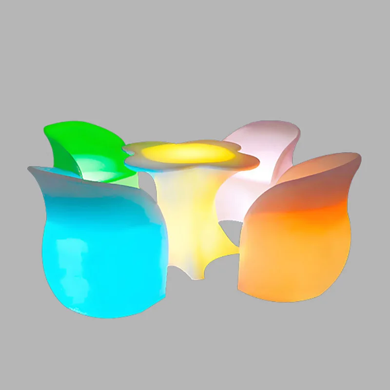 Outdoor Glowing LED Bar Table High Foot Square For KTV And Cocktail Gathering