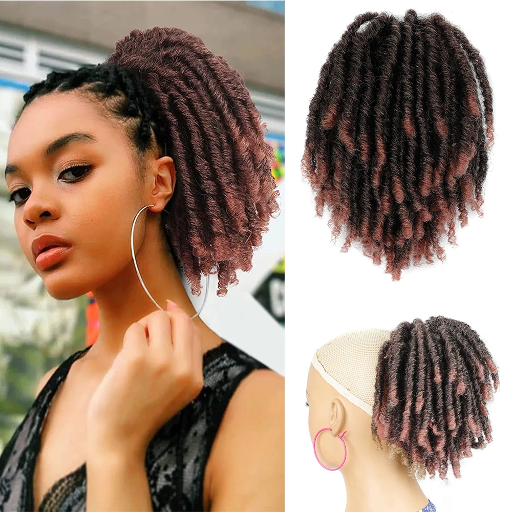 6inch Synthetic DreadLock Afro Puff Hair Bun Chignon Drawstring Ponytail Faux Locs Clip In Pony Tail Hairpieces for Black Women