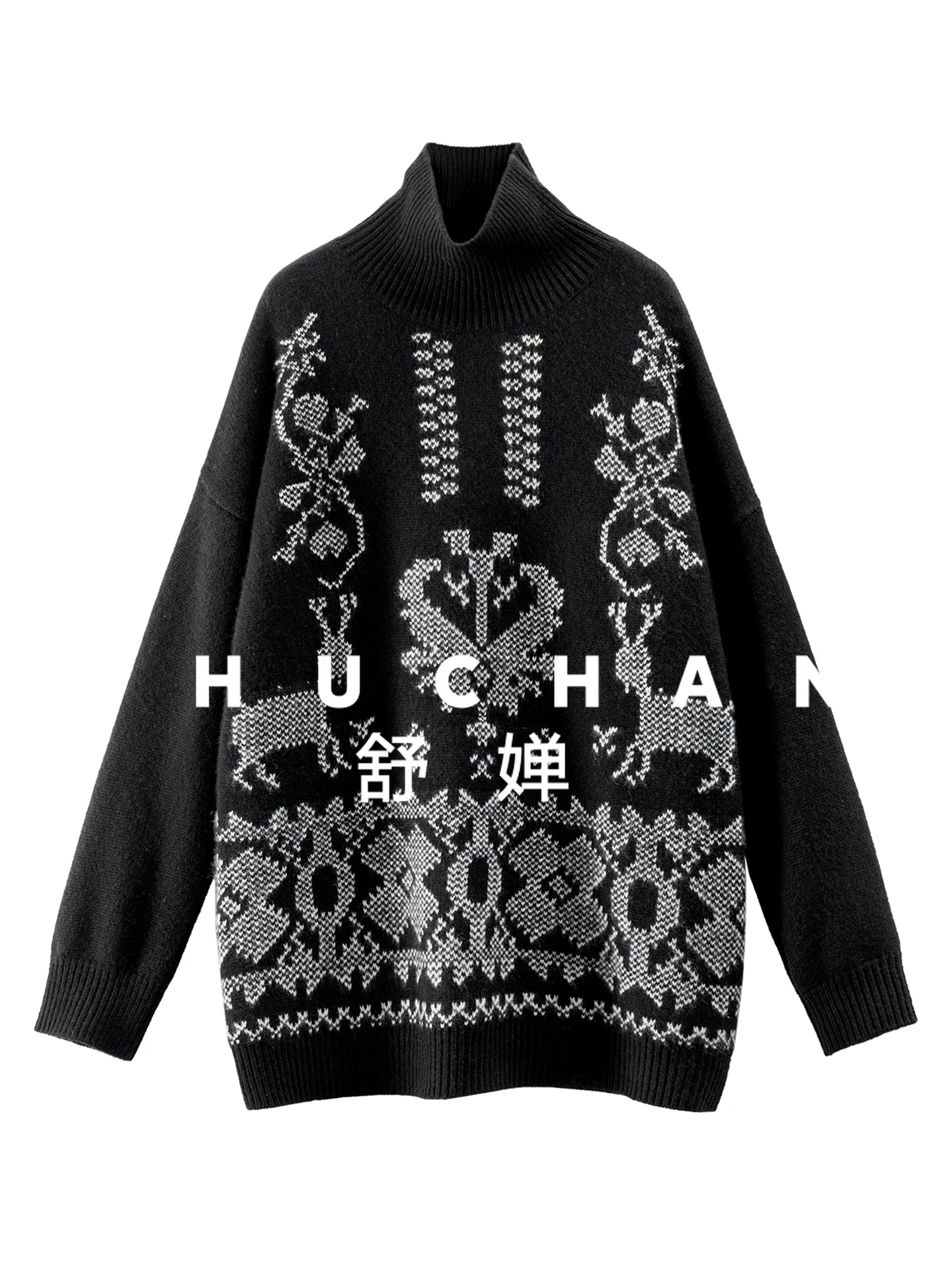 

High Luxury Fair Island100 Cashmere Vintage Jacquard Turtleneck Sweater Women's 62F7 Sueter Mujer Invierno 2025