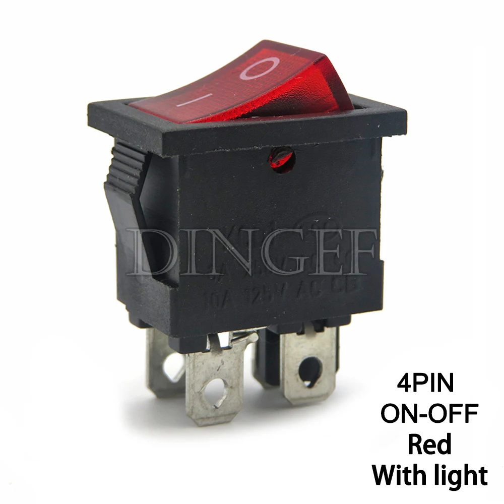 5PCS Switch ON-OFF KCD1 15*21mm 4PIN Ship Type Switch 6A 250V 10A 125V 15X21 Rocker Switch power Switch with light 15x21mm 4P