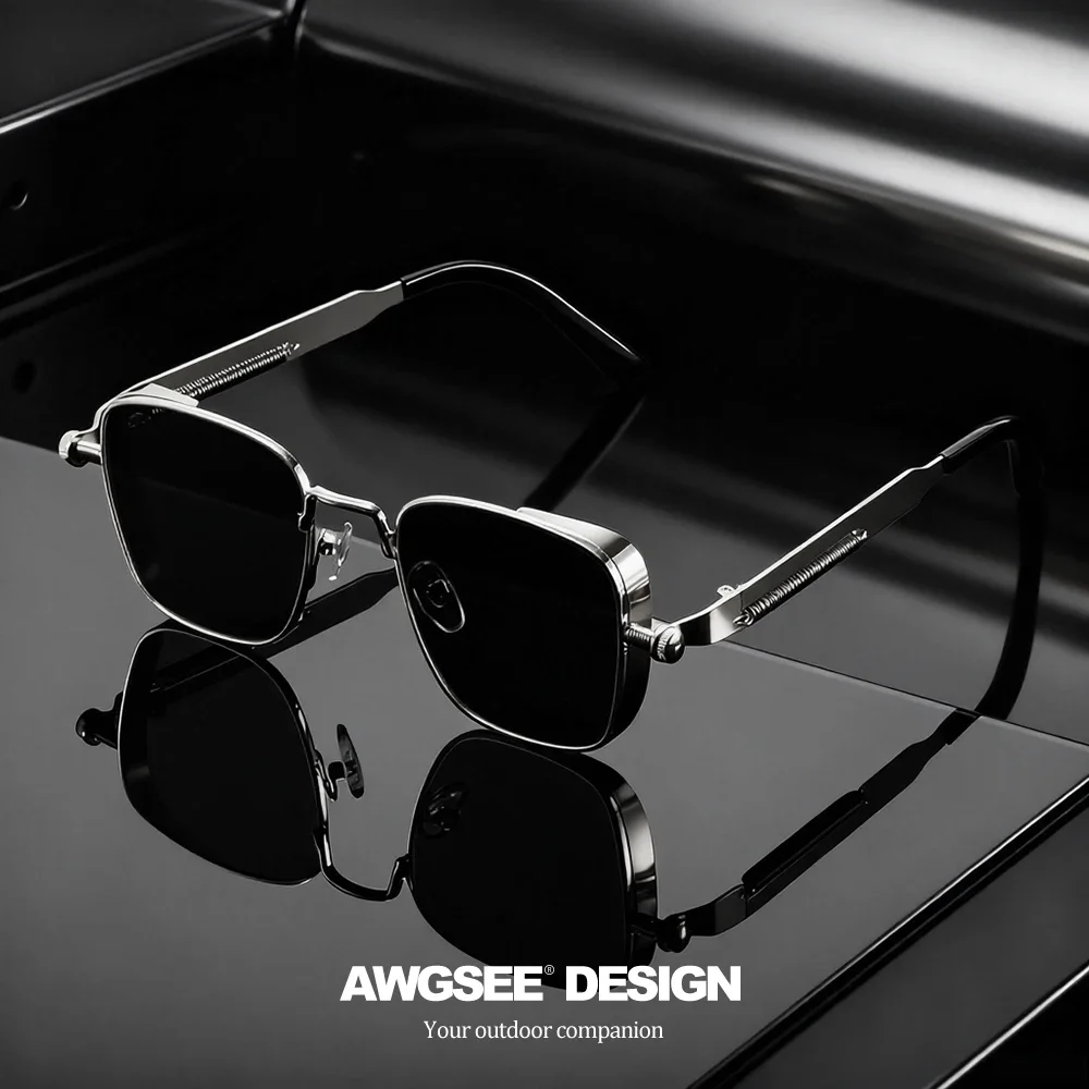 1/3PC Vintage Steampunk Quadratische Sonnenbrille mit Metallrahmen, Unisex Retro Grunge Punk Brille für Alltagsmode, Karnevalspartys, UV400 – Detail 13