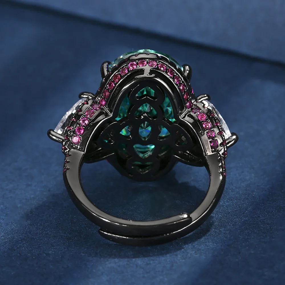 رائعة 13*18 مللي متر Paraiba الأخضر التورمالين مختبر خاتم الماس الرجعية الأحجار الكريمة حفلة غرامة جوهرة للنساء اكسسوارات هدية عيد ميلاد #4