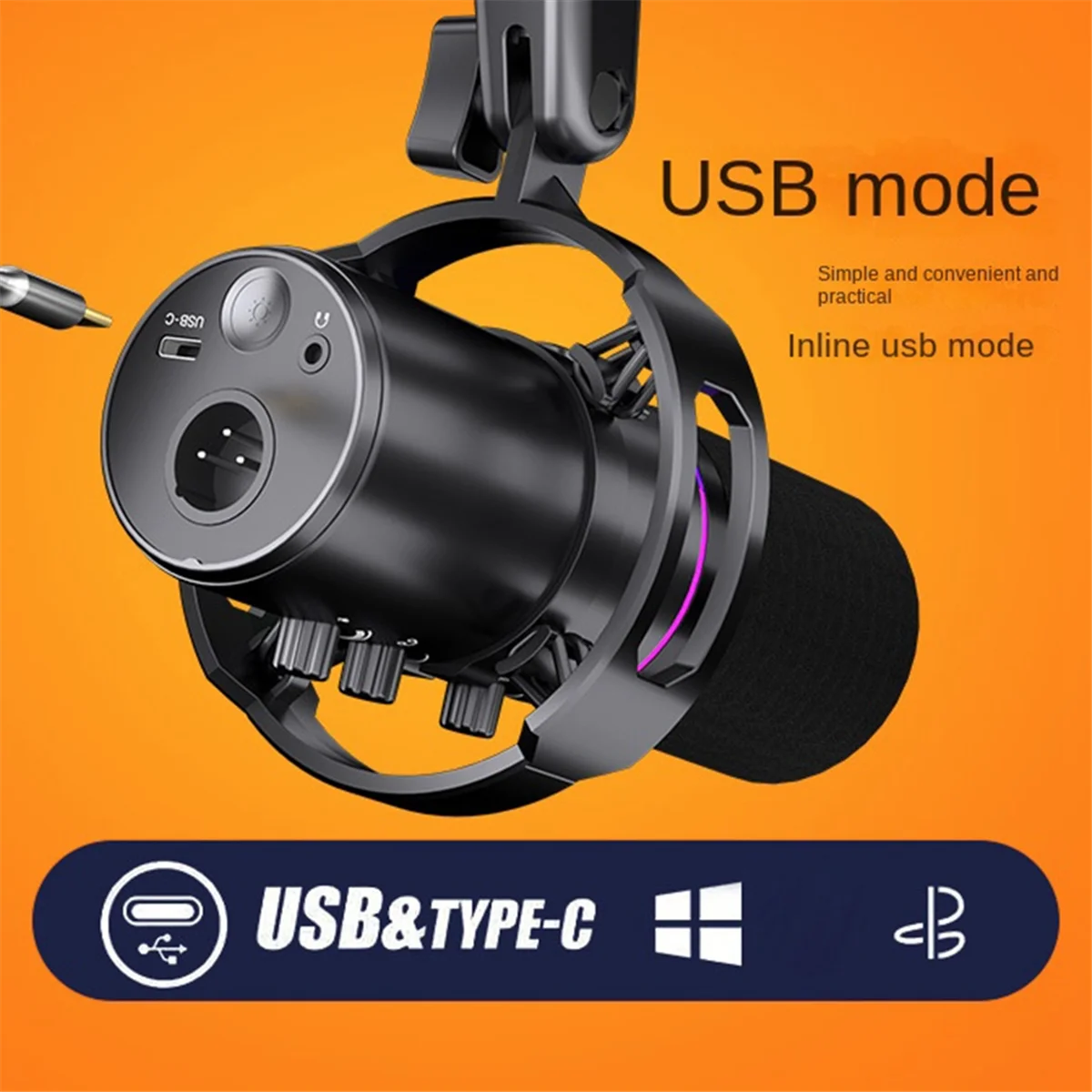 XLR USB 다이나믹 마이크, 더빙 녹음 스텐트 포함, 사운드 카드 연결, 컴퓨터 라이브 노래 게임