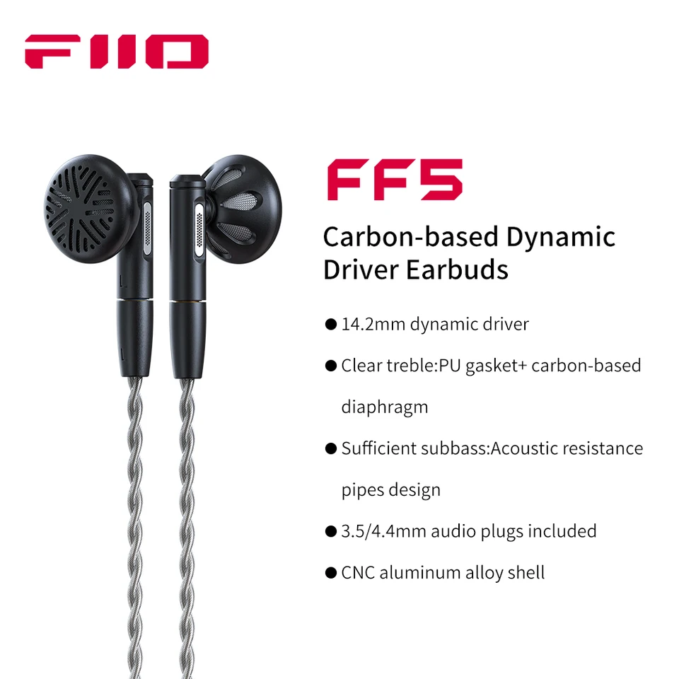 FiiO FF5 Carbon Dynamic Earbuds with Aluminum Shell