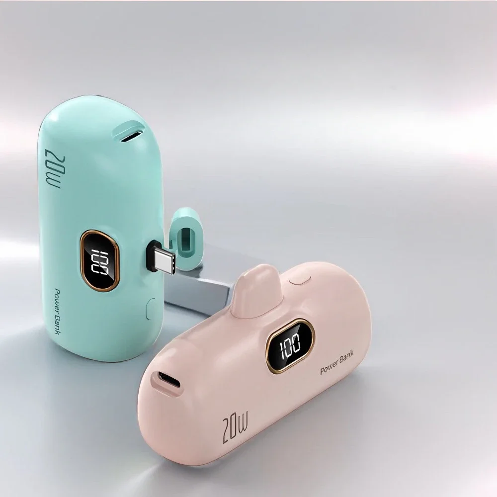 Fast Charging Mobile Power Supply 20W Type-C New Capsule Power Bank Mini Pocket Portable 10000mAh