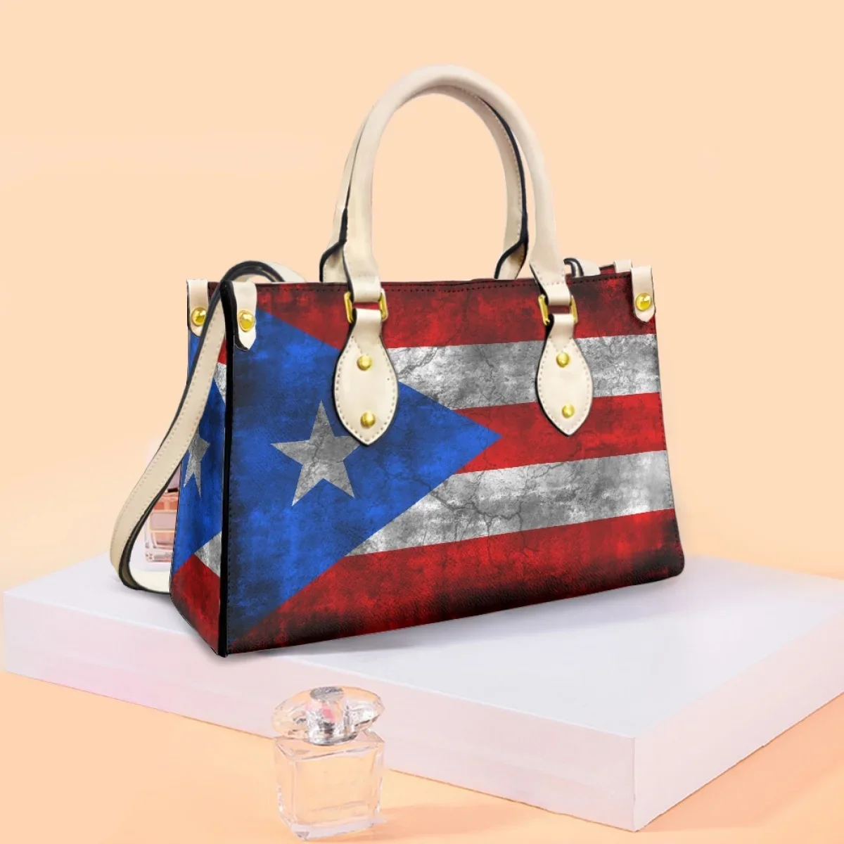 Puerto Rico Flag Print Luxury Women Shoulder Bag Top Handle Vintage Girl Commuter Clutch New Trendy Messenger Bags Bolsos Mujer