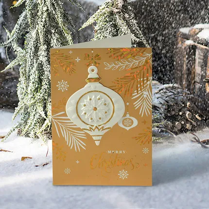 Christmas Hot Stamping Greeting Card Envelope 3D Handmade New Year Holiday Greeting Christmas Cards Postcard