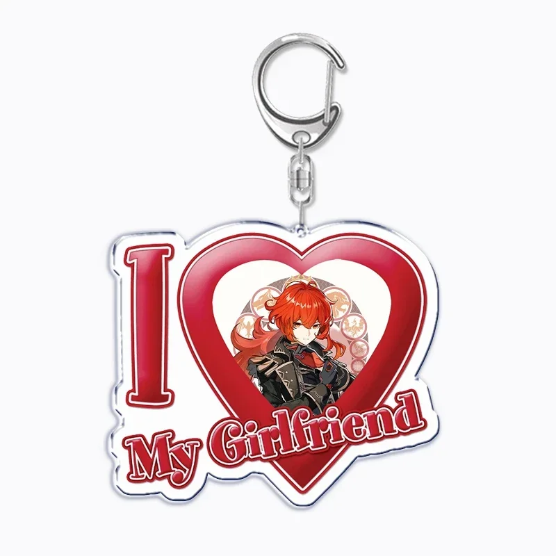 I Love My Boyfriend Figures Chains Keychain for Women Zhongli Xiao Kazuha Key Chain Ring Keychains Custom Jewelry Fans Gifts