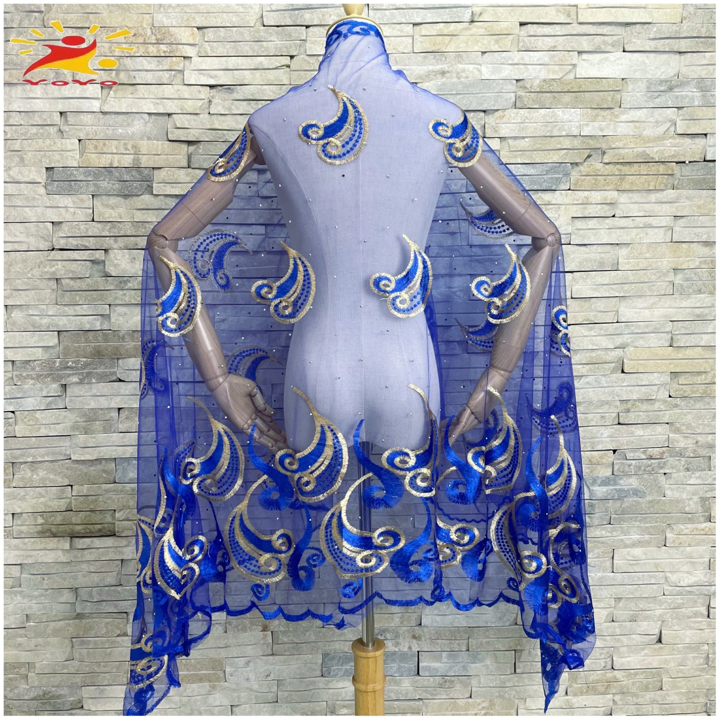 2022 New African Fashion Muslim Turban Women Net Scarf Islamic Hijab Pashmina Embroider Ramadan  Dubai Headband For Lady