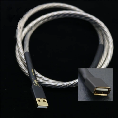 HiFI A-B type USB-kabels Audio DIY Koper Zilver OFC puur koperen geleider USB A naar USB B Audiokabel Snoer