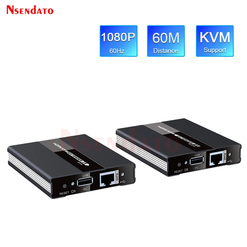 LKV371KVM HDMI KVM Extender Switch Over 60M RJ45 USB KVM HDMI Extender Over CAT5e/6 For PS4 USB Keyboard Mouse