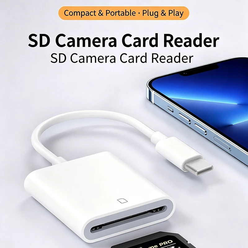 Type-C To SD Memory Card Adapter SD Card Reader Driver SD TF Compact Camera Card Reader for iPad for iPhone 15 For huawei