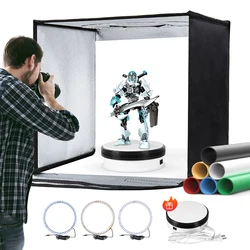 12x12in Dimmable Light Box Photography Studio Mini Shooting Tents With High Quality LEDs 15cm Turntable Booth Box For Item Photo