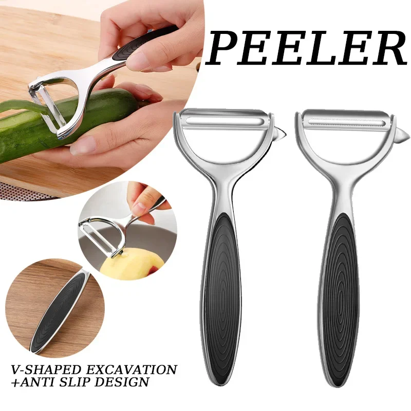 Cuchilla dentada/hoja plana, cuchillo pelador de aleación de Zinc, cuchillo pelador para el hogar, raspador de patatas, rallador de melón, cocina Multifu