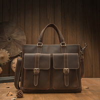 Genuine Leather Handbag For Men Cross body Bag Vintage Cowhide Shoulder Bag Crazy Horse Leather Briefcase Casual Messenger Bag