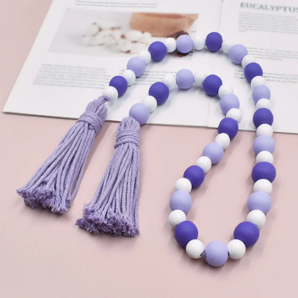 

Beaded Cotton Tassels Creative Wooden Beads Party Pendant Delicate Thread Farmhouse Decor Hanging nament Rustic Style Home