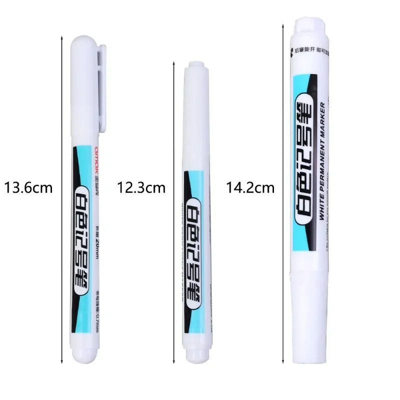 3-1Pcs 0.7/1.0/2.5MM White Permanent Marker Pens Oily Waterproof Tire Painting Graffiti Pens for Fabric Wood Leather Marker Pen