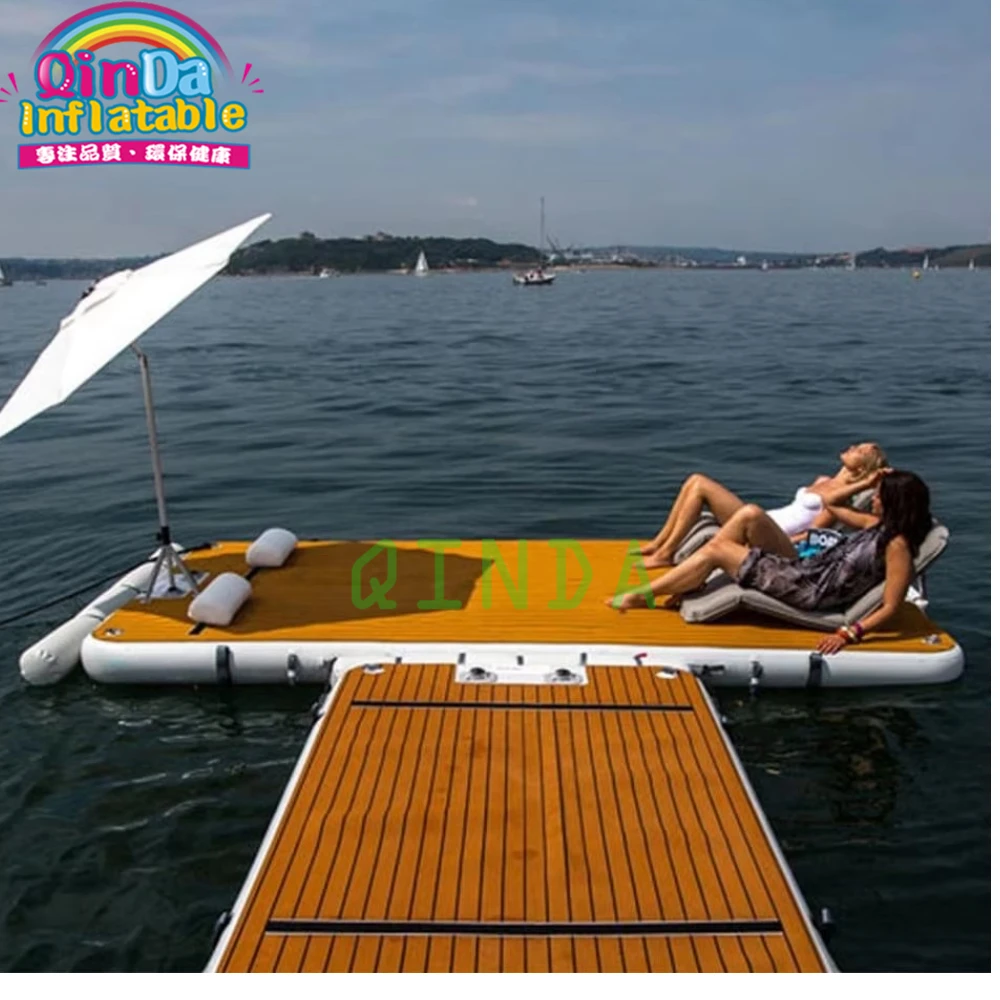 Lake Pool Beach Ocean Square Ating Iatable Dock Swim Platform With Non-Slip EVA Mats