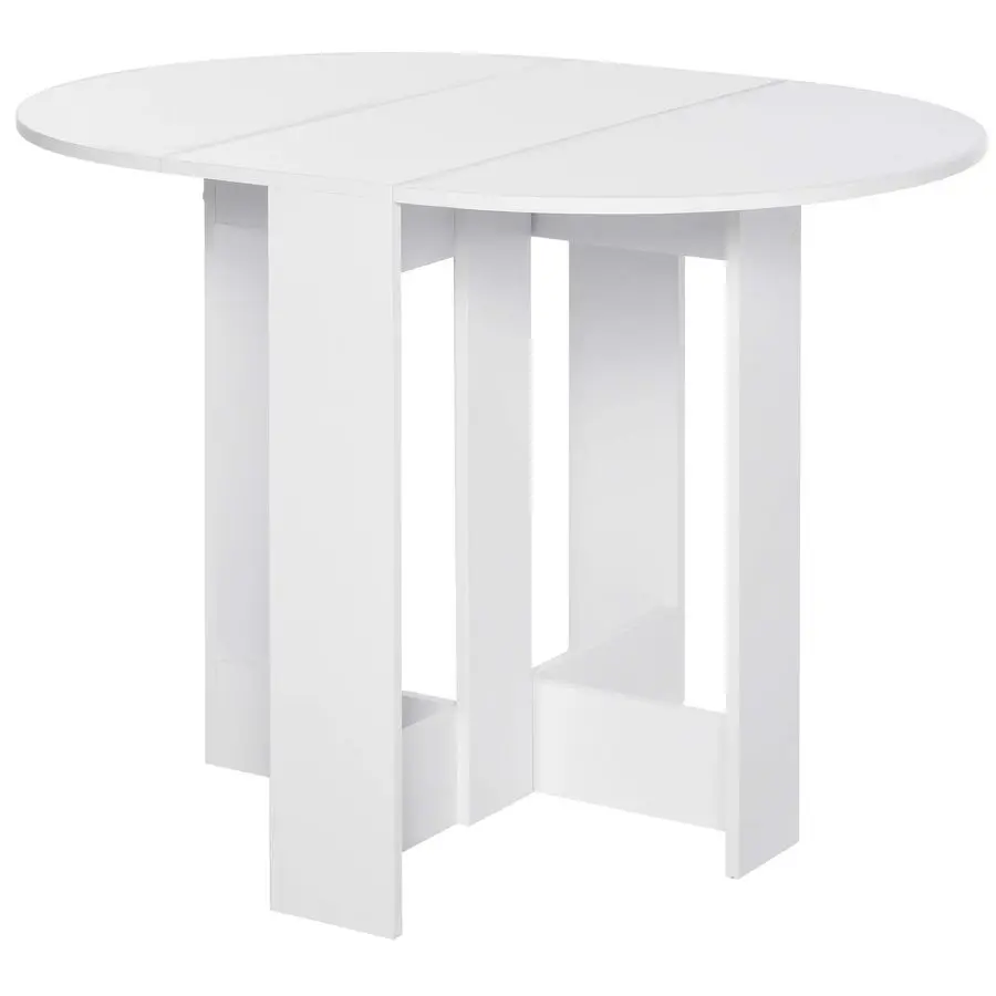 Folding Dining Table, Spacesaving Drop Leaf Table for Small Space, Kitchen, Dining Room, White
