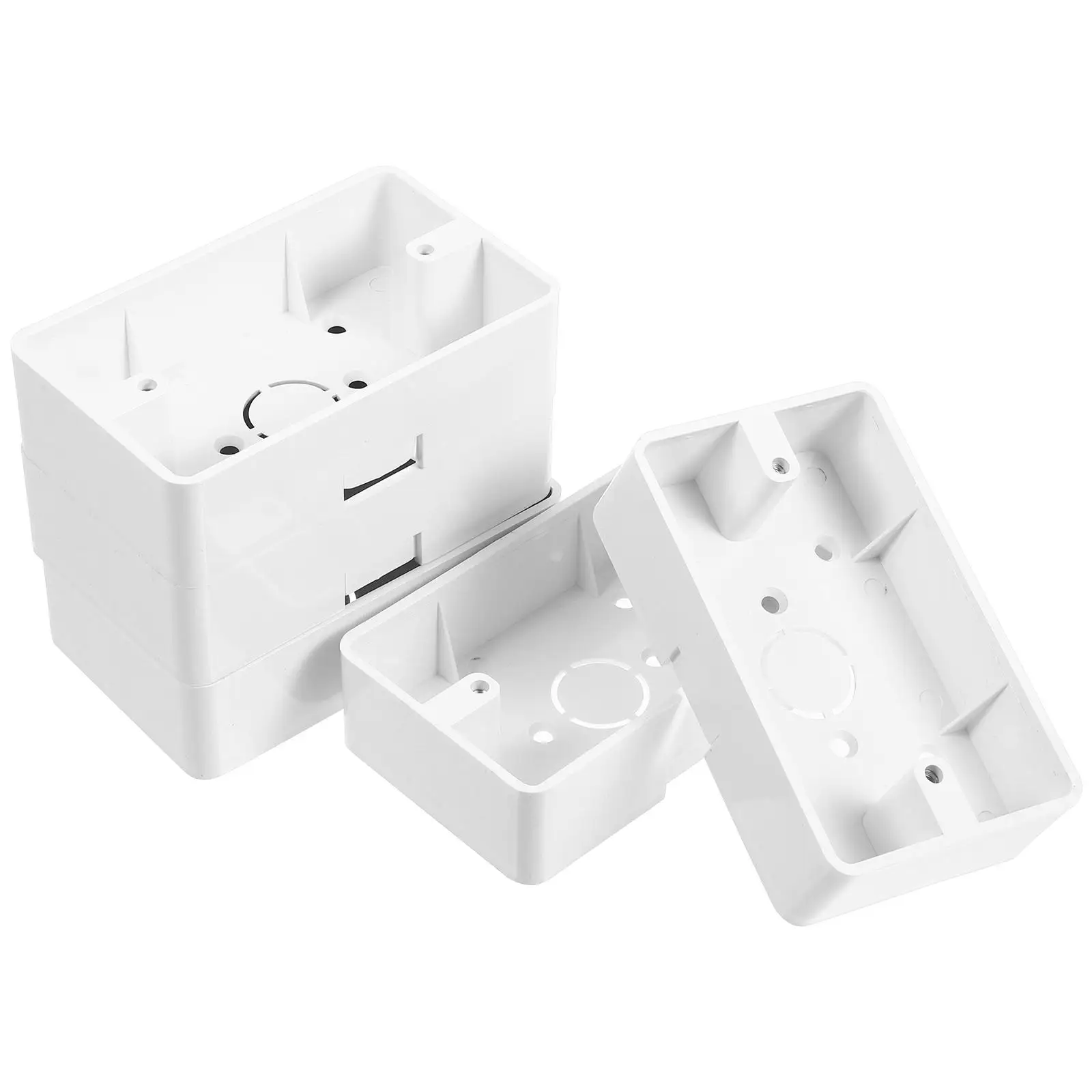5pcs Wall Switch Sockets Durable Electric Outlet Boxes Power Supply Abs Surface Mount Junction Box Wall Mounted