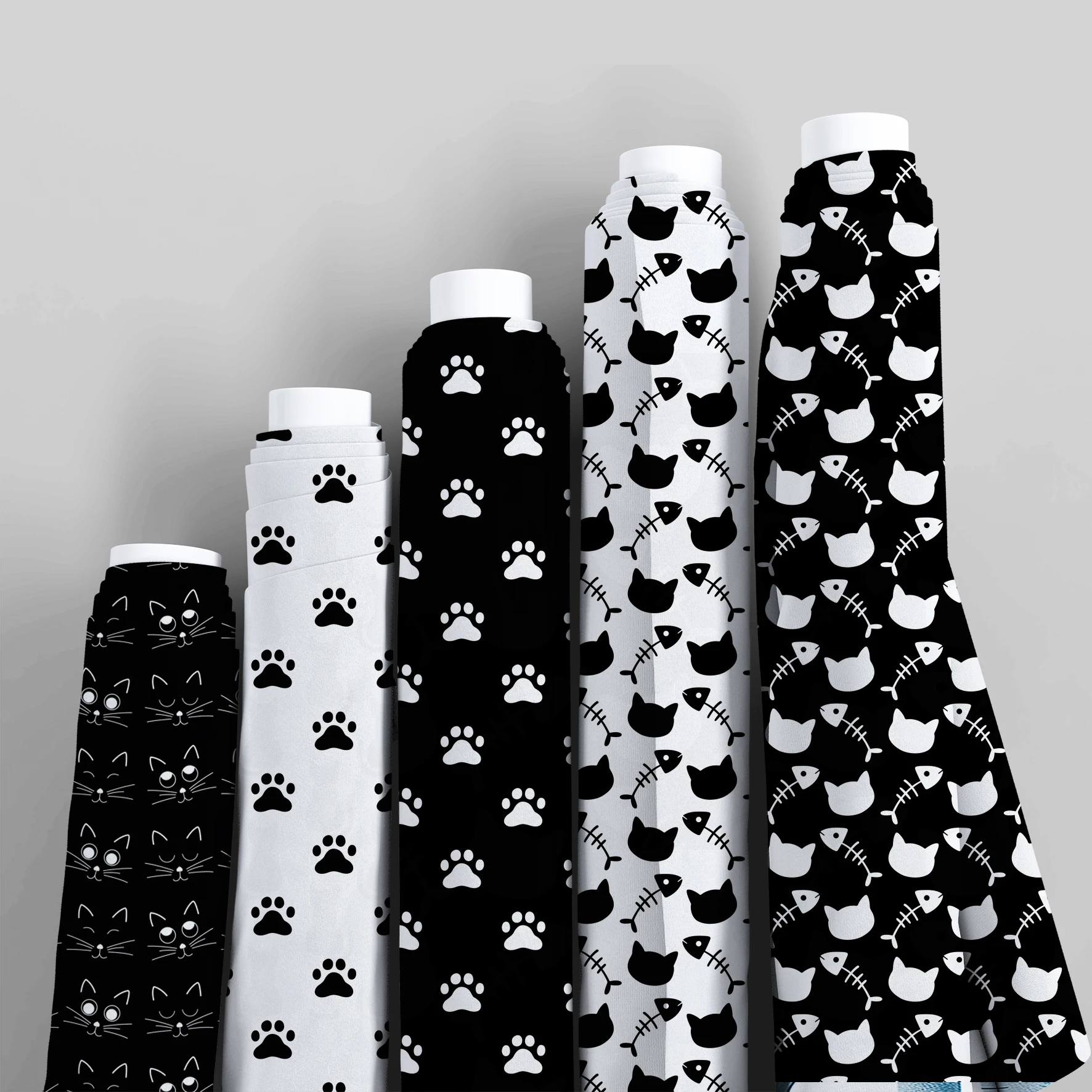 50*145cm Patchwork Black And White Cat Polyester Fabric For Tissue Sewing Quilting Fabrics Needlework Material DIY Handmade