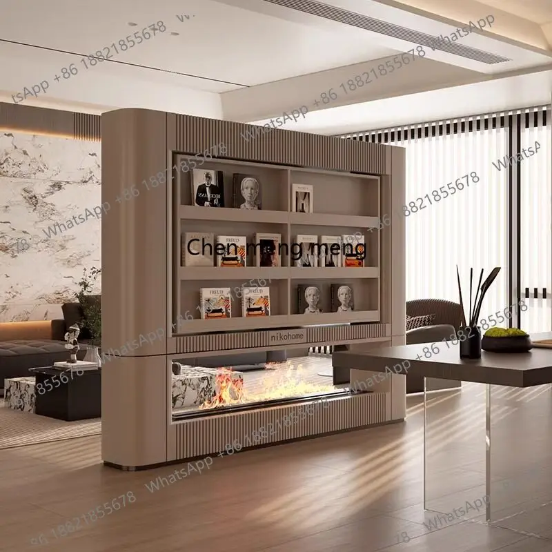 Living room large flat floor double-sided 360-degree rotatable TV cabinet home partition bookcase