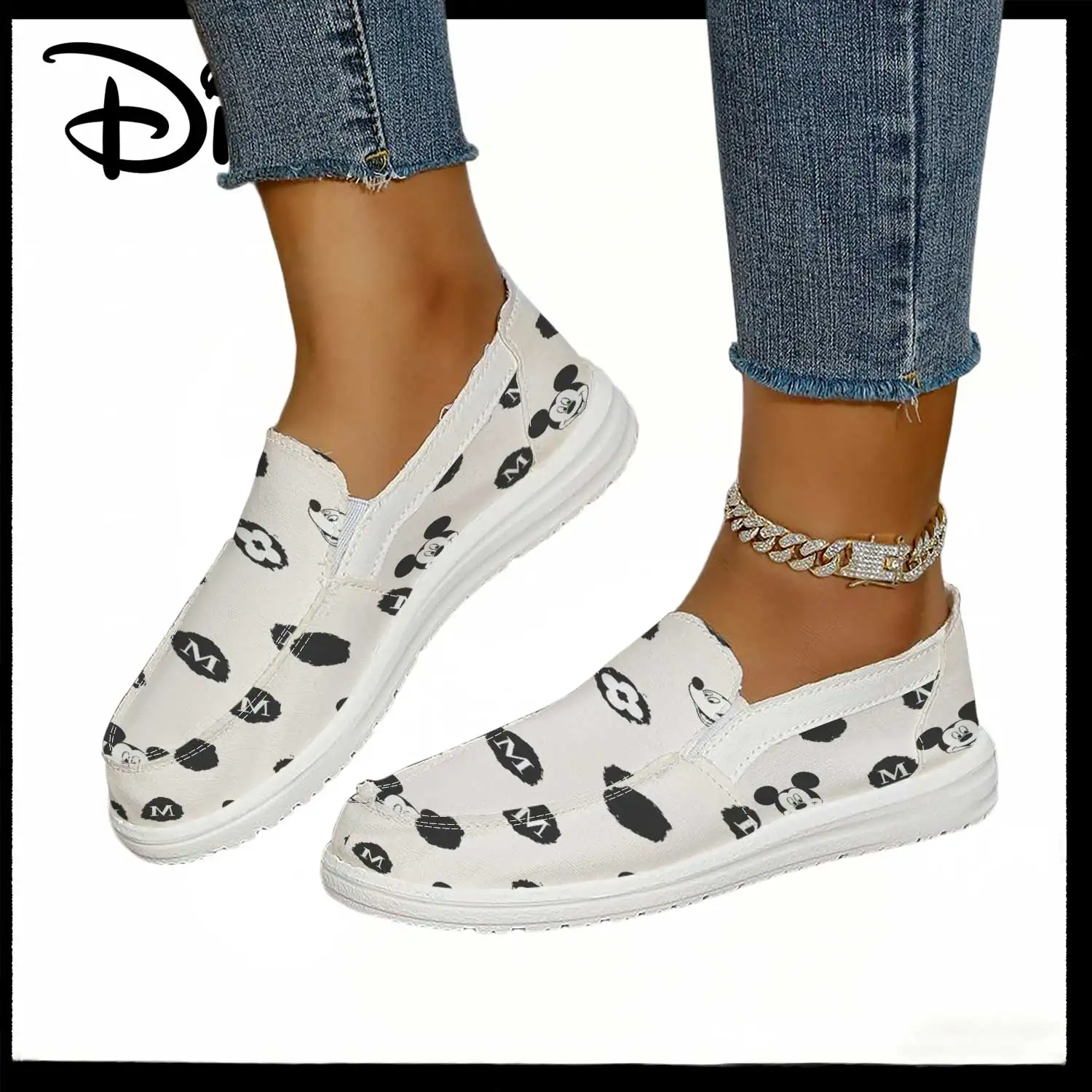 

Официально лицензированные женские слипоны Disney с леопардовым принтом и изображением Микки Мауса – удобные мультяшные лоферы