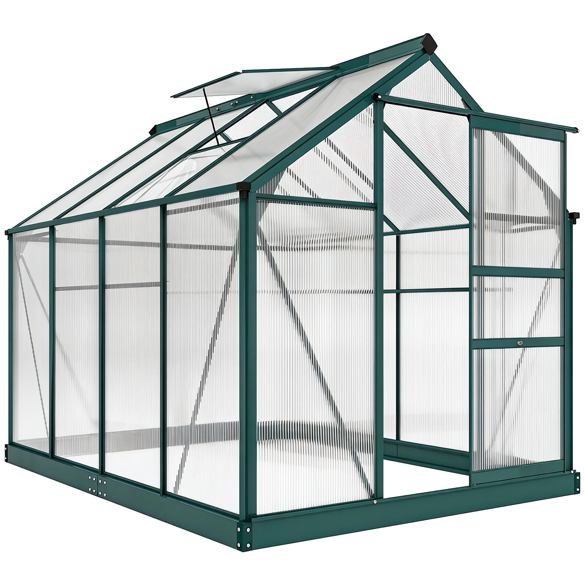 Outsunny Gewächshaus Aluminium Treibhaus mit Dachfenster 190 x 252 x 201 cm