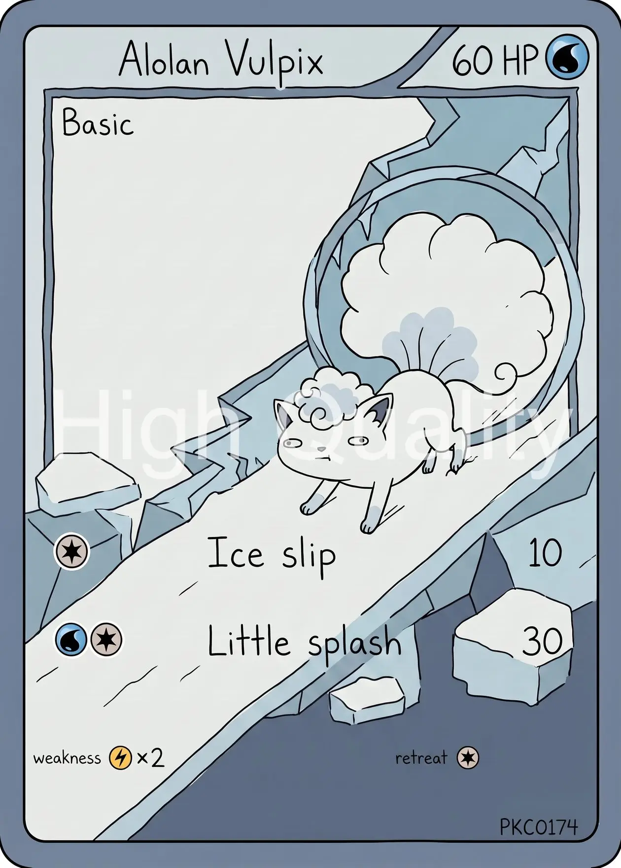 7Pcs PKM Cards PTCG Snow Doodle Style Alolan Vulpix Alolan Ninetales Glaceon Piplup Articuno Froslass Snom Cards PTCG Gift