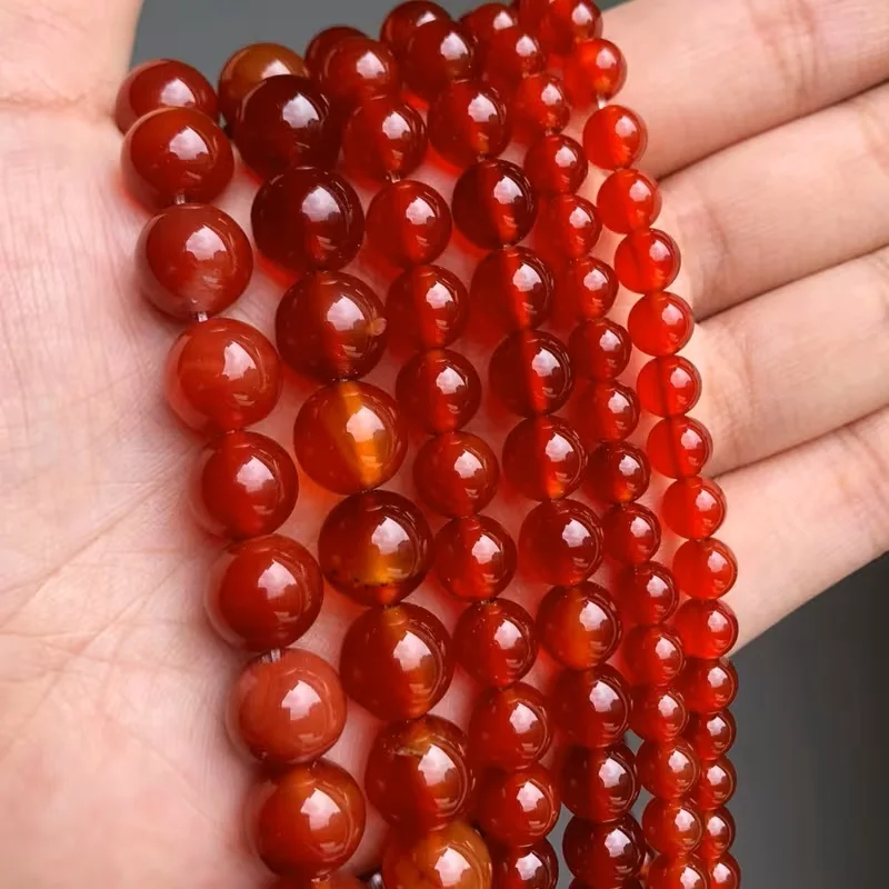 

Natural Stone Carnelian Round Beads Red Agat 4 6 8 10 12MM Bracelet Necklace Handmade DIY Beads For Jewelry Making Accessories