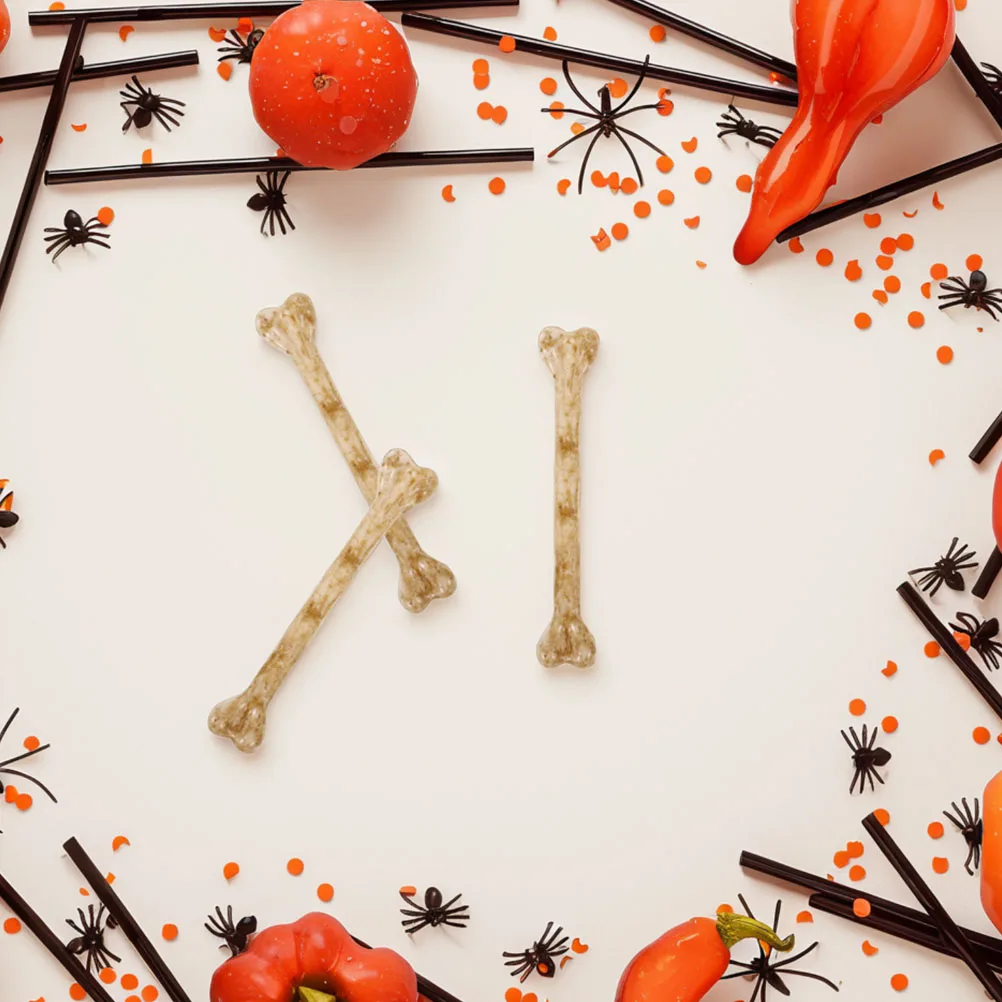 

6PCS Simulated Bone Decorations Realistic Plastic DIY Craft Accessories Pre Drilled Hole Easy Thread Halloween Bones Skulls