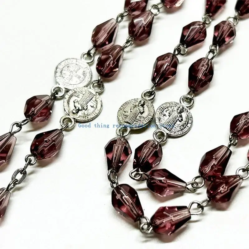634e Collar Católico Rosario Collares Religiosos Peeds Collars para mujeres Menores Joyería Regalo Larga cadena