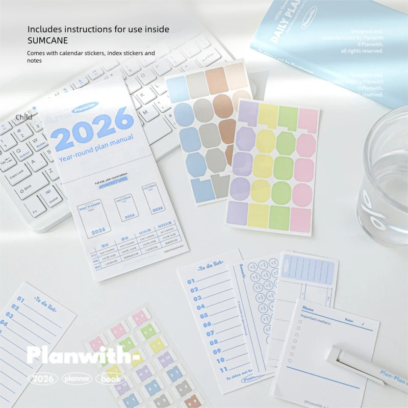 Planwith 2026 جيب صغير A6 مخطط غطاء ناعم دفتر اليومية جدول جدول الأعمال التقويم أسبوع شهر خطة السنة المنظم #6