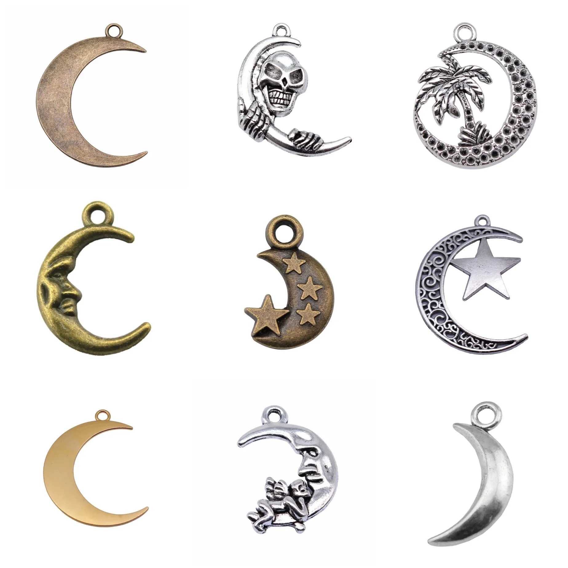 Angel Moon Matching Pair Charms Pendant Couple Jewelry Set Charms Pendant For Earring Bracelet Necklace Making Craft Findings